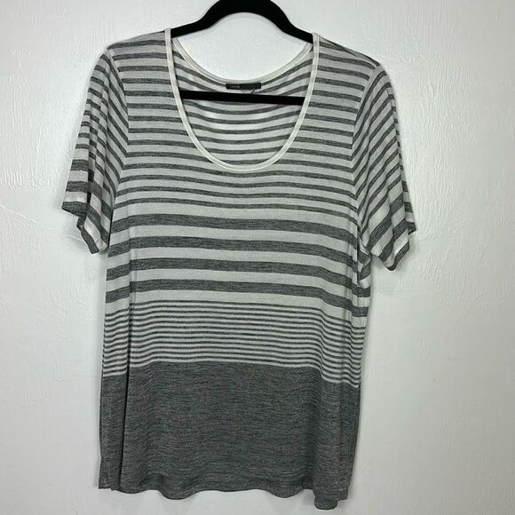Vince Striped White And Gray Short Sleeve T-shirt Size L - Picture 2 of 7